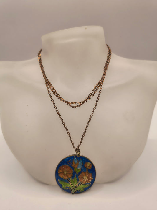 Cloisonné Style Pendant Necklace