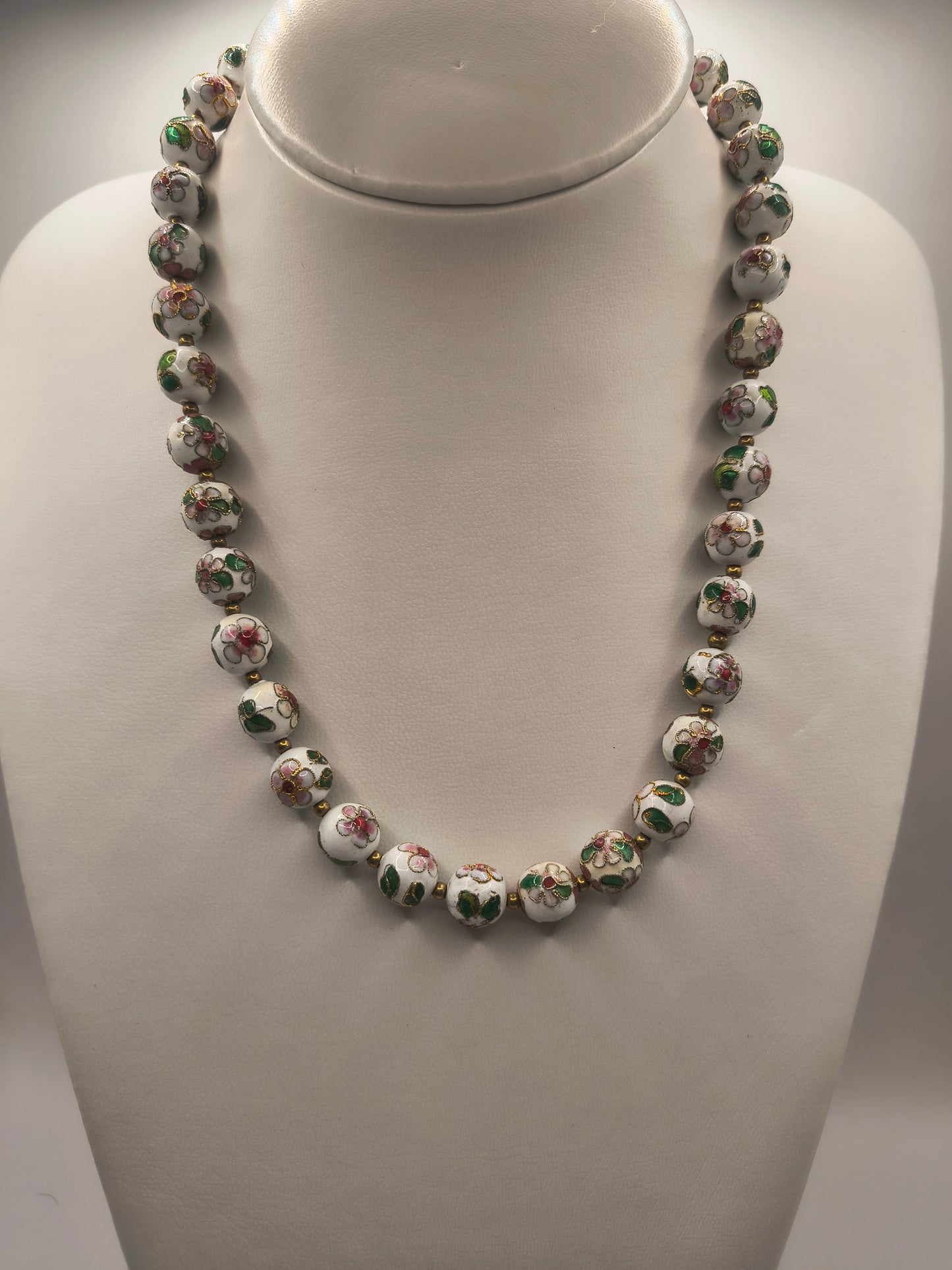 White Chinese Cloisonné Necklace