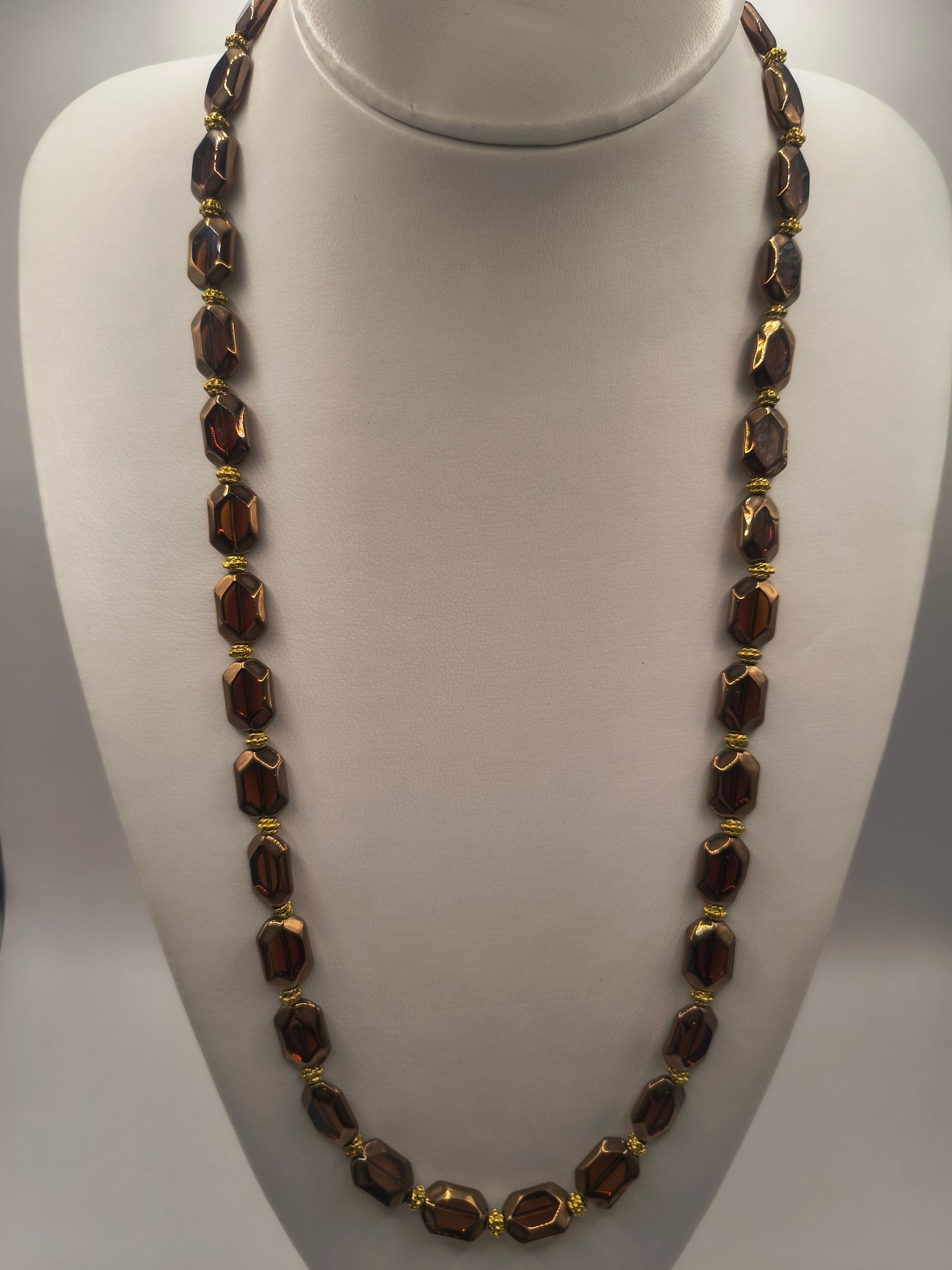 Brown stained venetian glass necklace