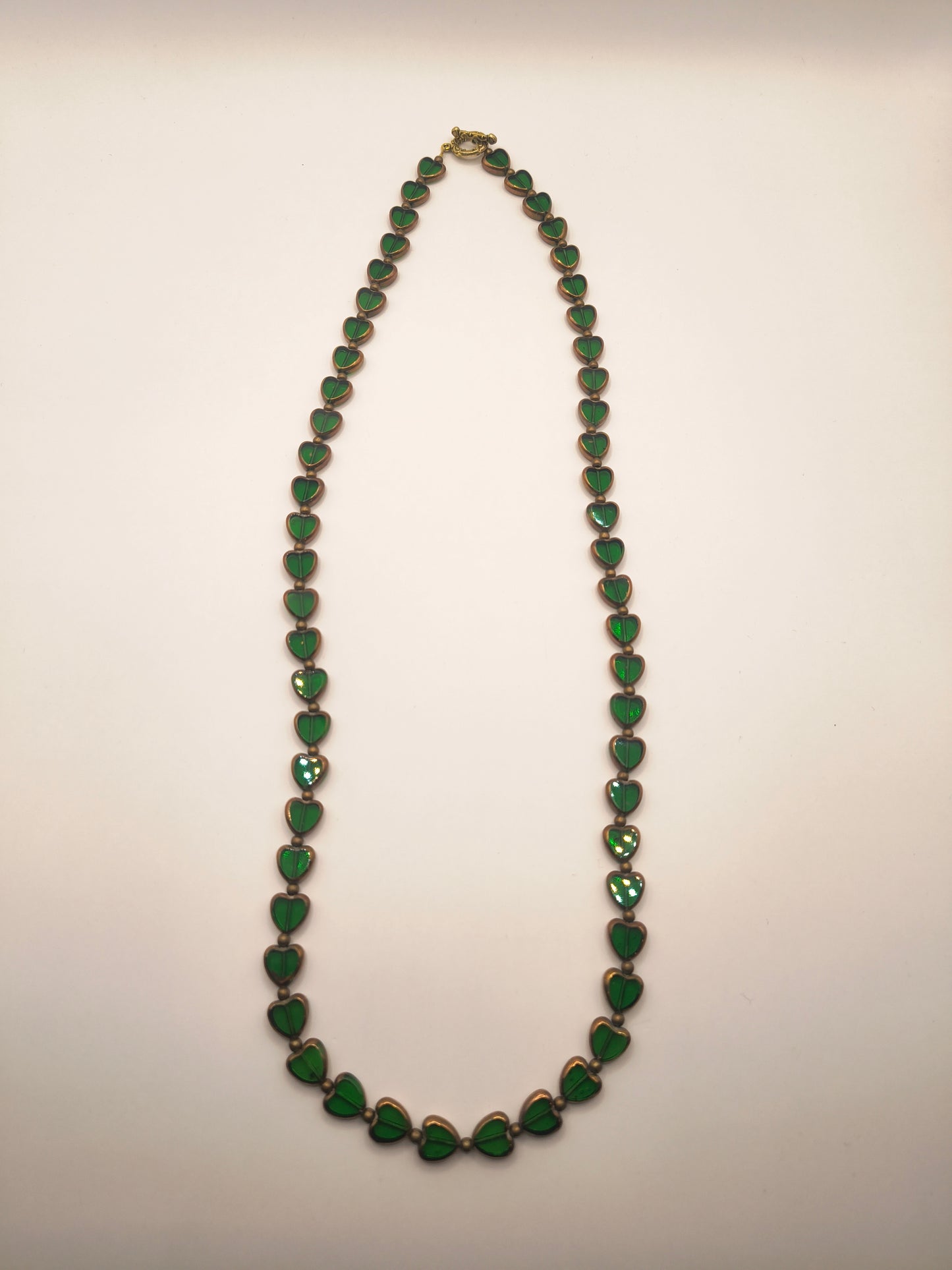 Green stained venetian glass necklace (Hearts)