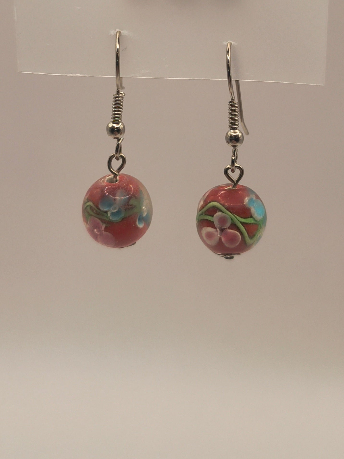 Lampwork flower earrings (Red)