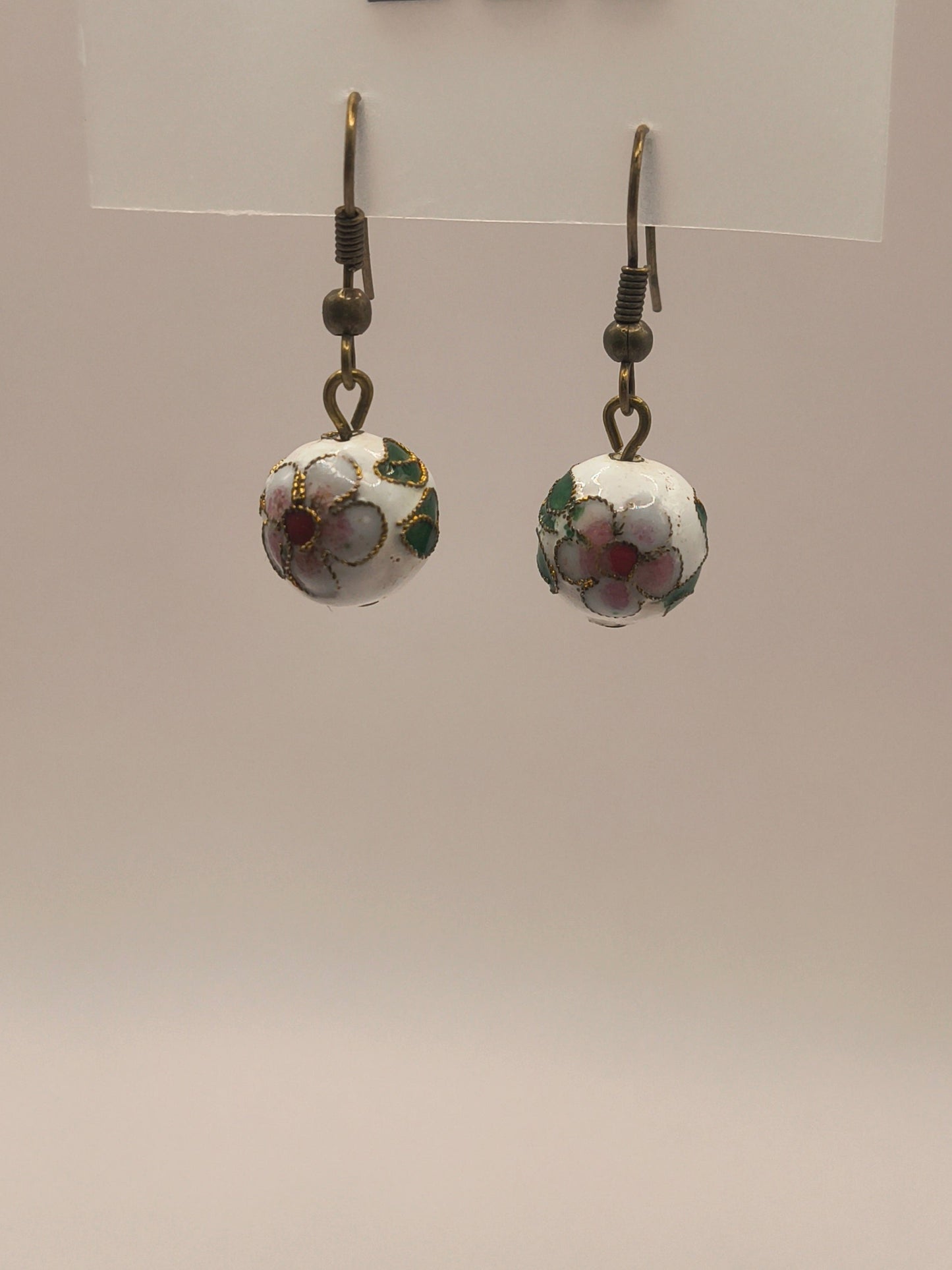 White Chinese Cloisonné earrings