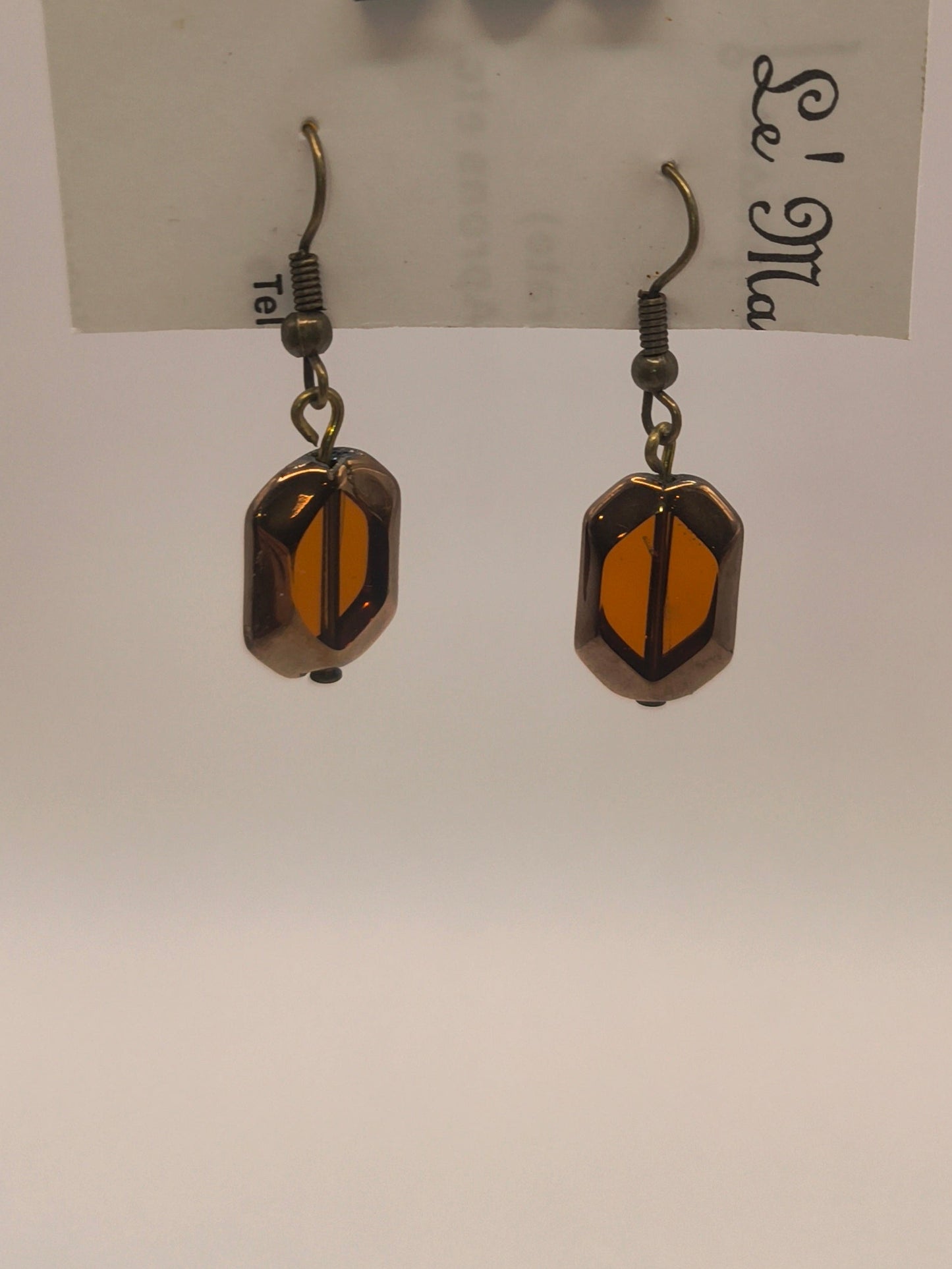 Orange stained venetian glass earrings