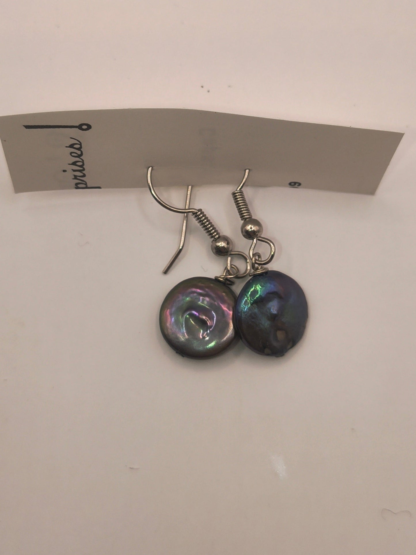 Black freshwater coin pearl earrings