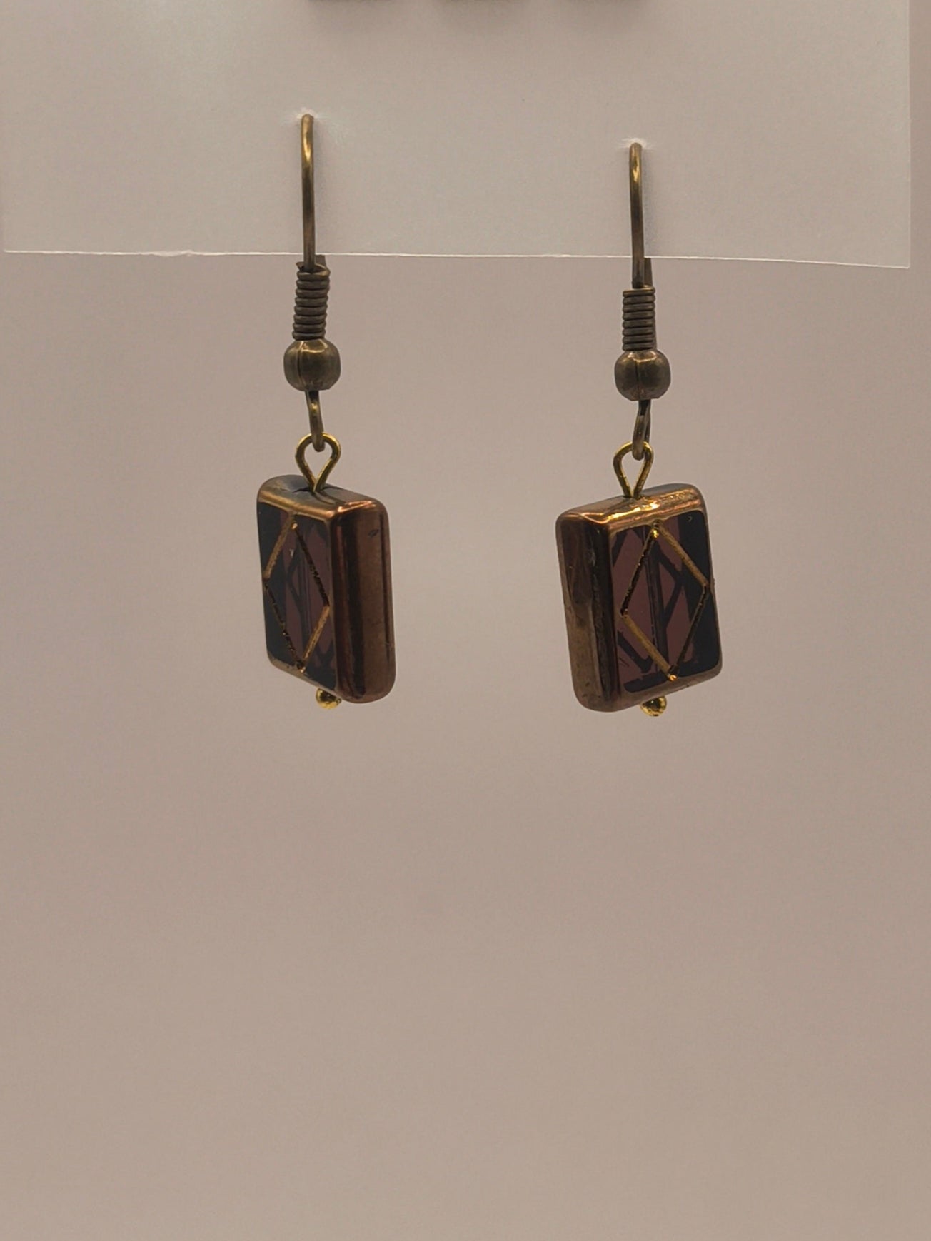 Purple stained venetian glass earrings (Windowed)
