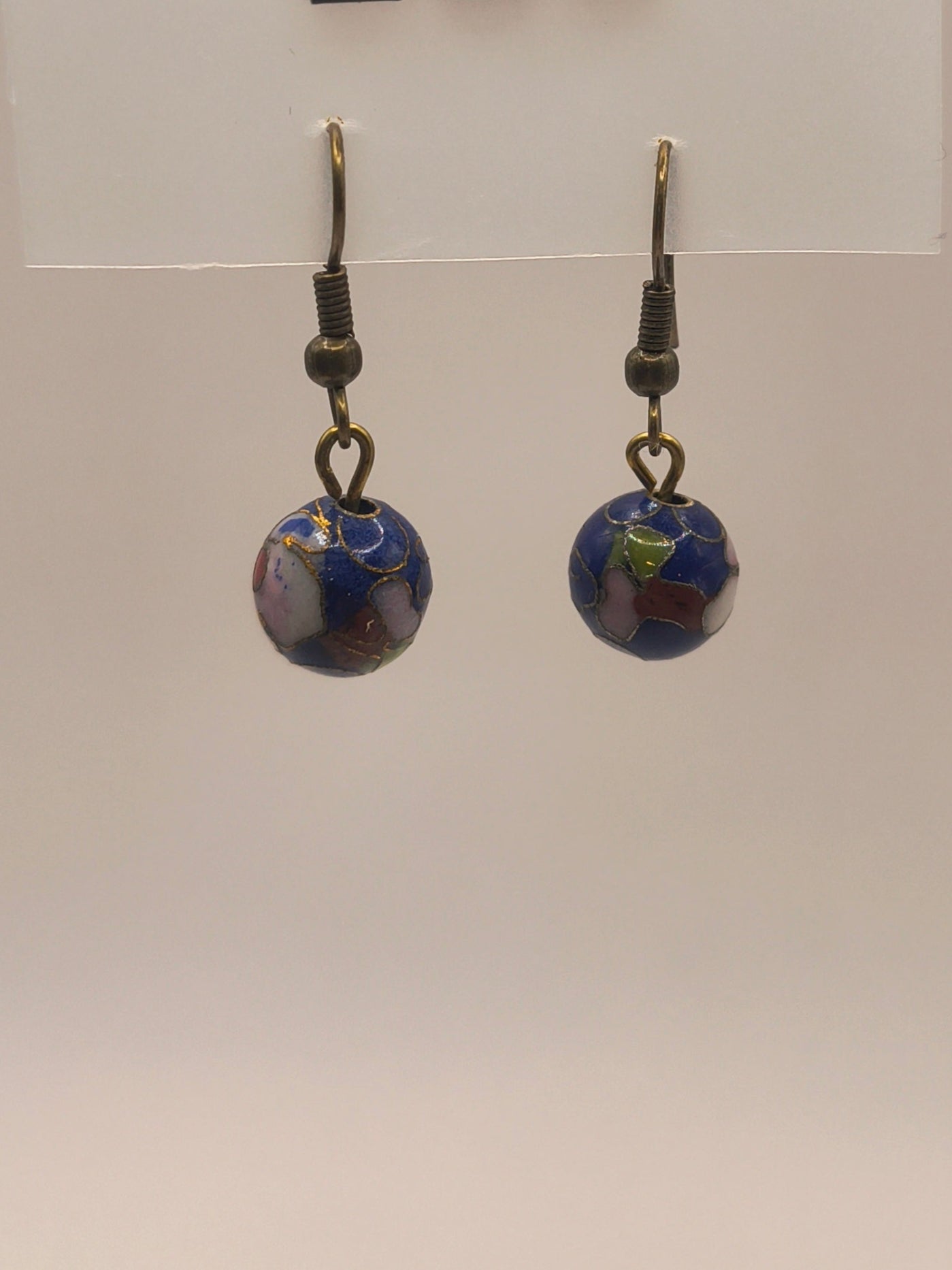 Blue Chinese cloisonné earrings