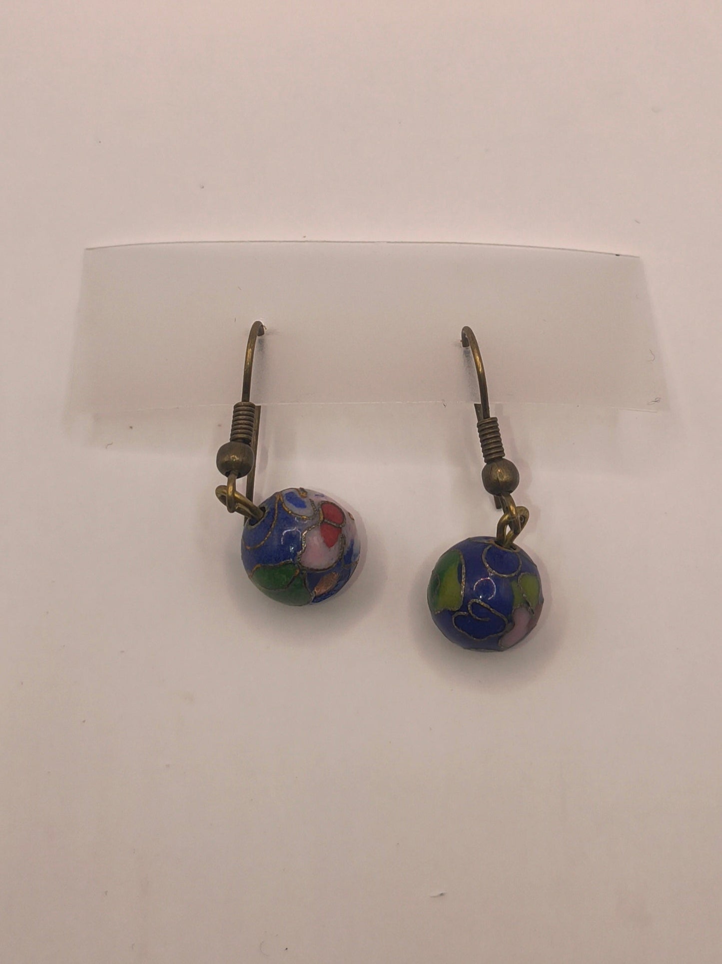 Blue Chinese cloisonné earrings