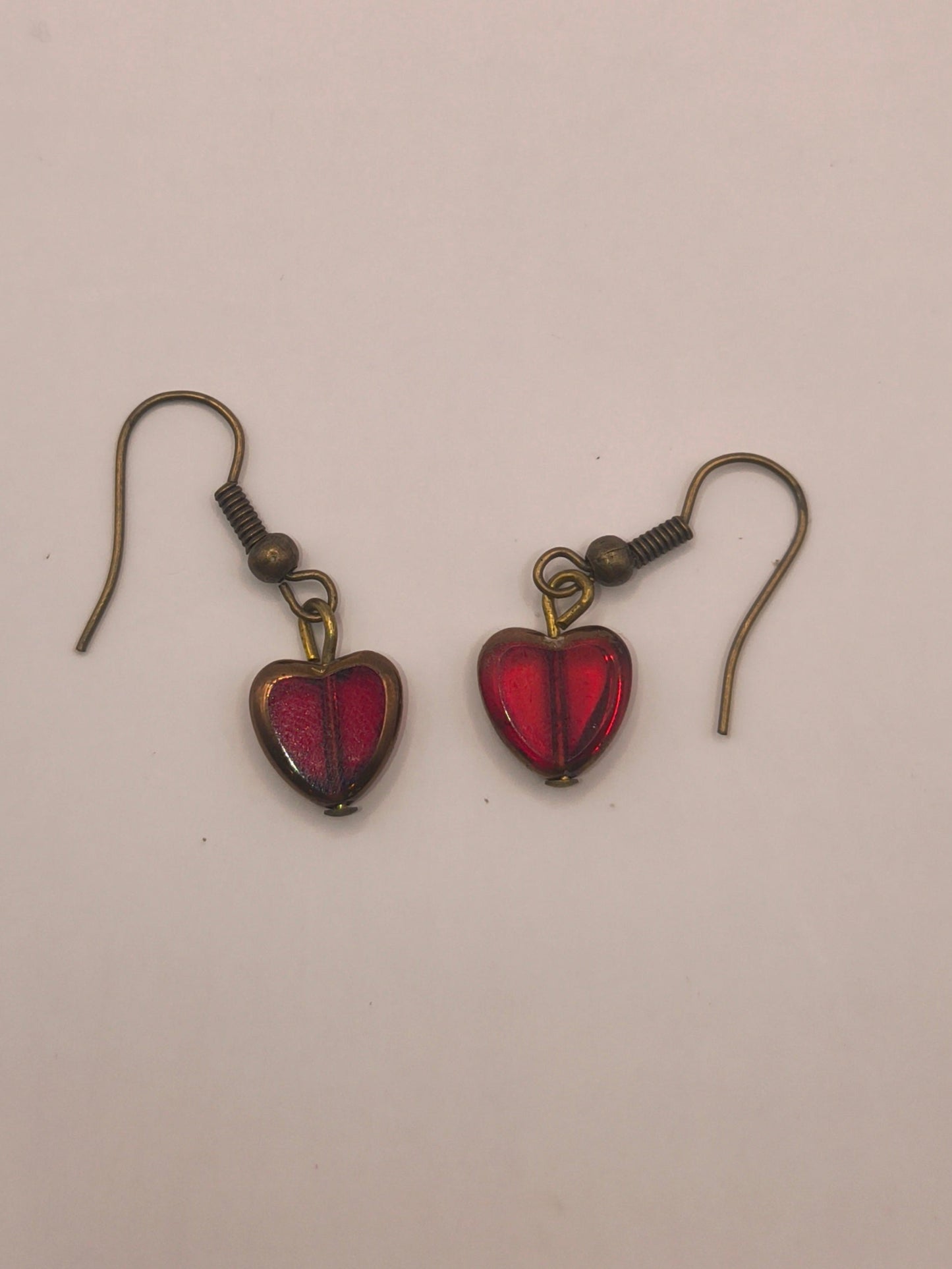 Red stained venetian glass earrings (Hearts)