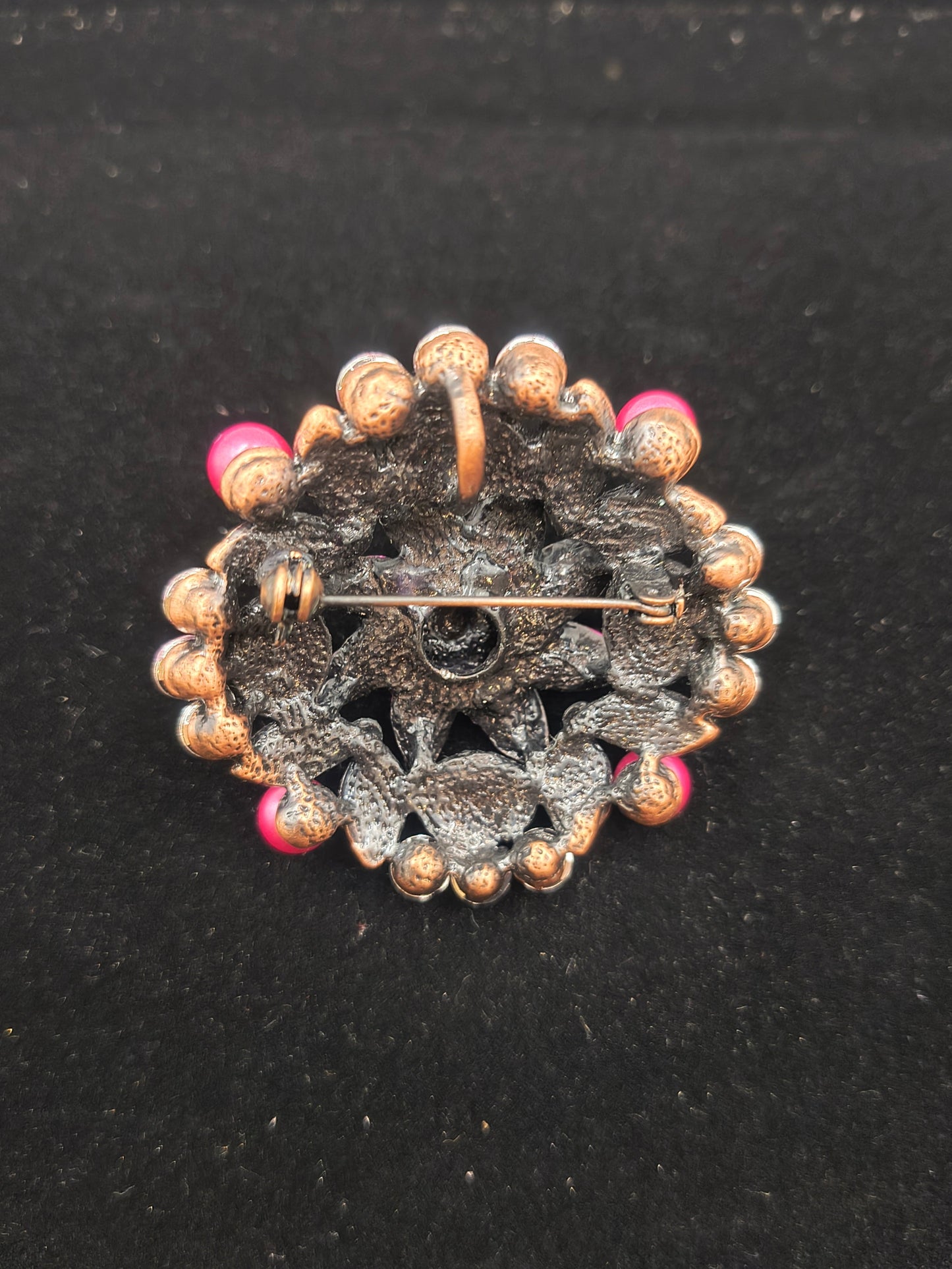 Pink and Red vintage flower brooch