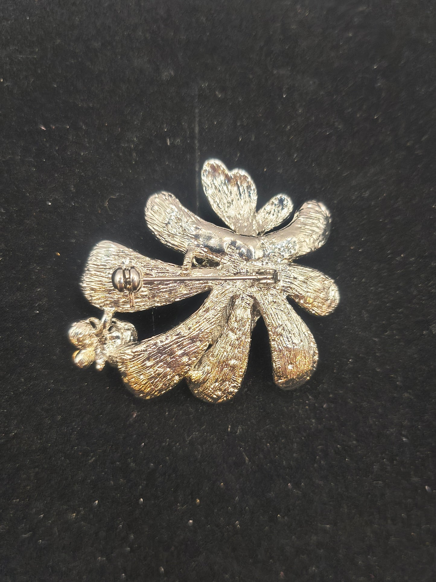 Yellow vintage butterfly on flower brooch