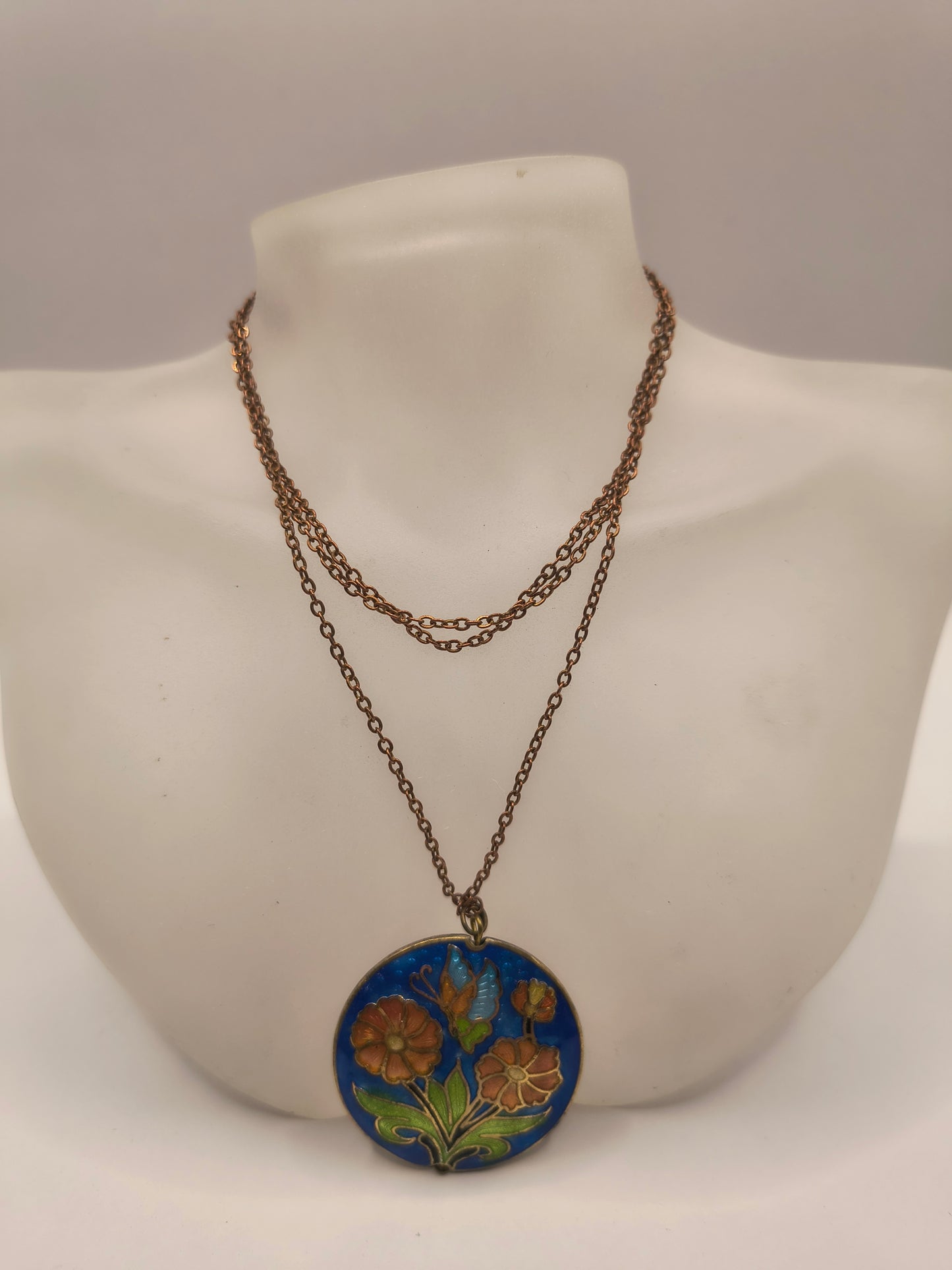 Cloisonné Style Pendant Necklace