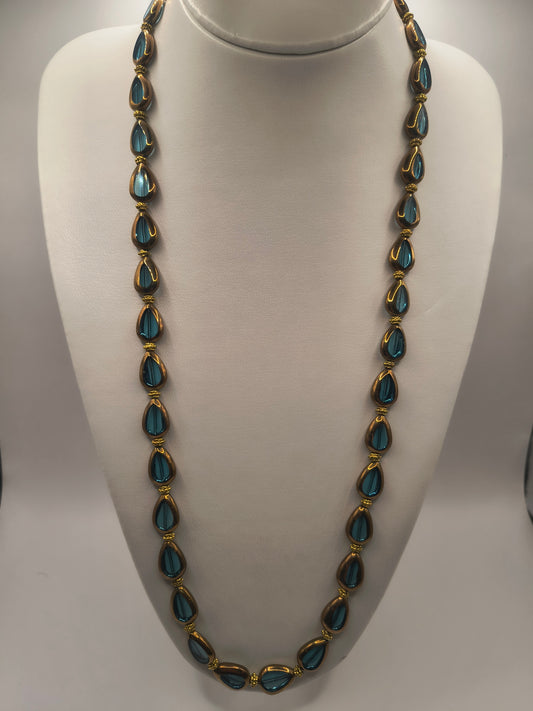 Blue stained venetian glass necklace (Teardrop)