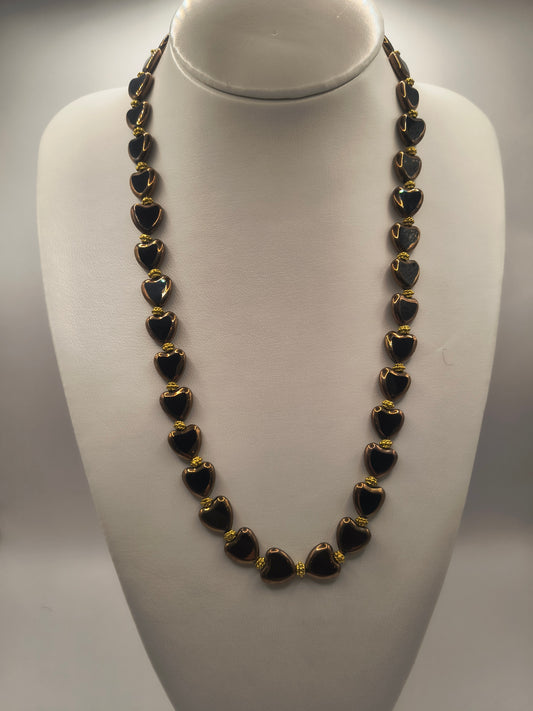 Black venetian glass necklace (heart shaped)