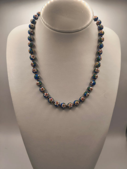 Blue Chinese Cloisonné necklace
