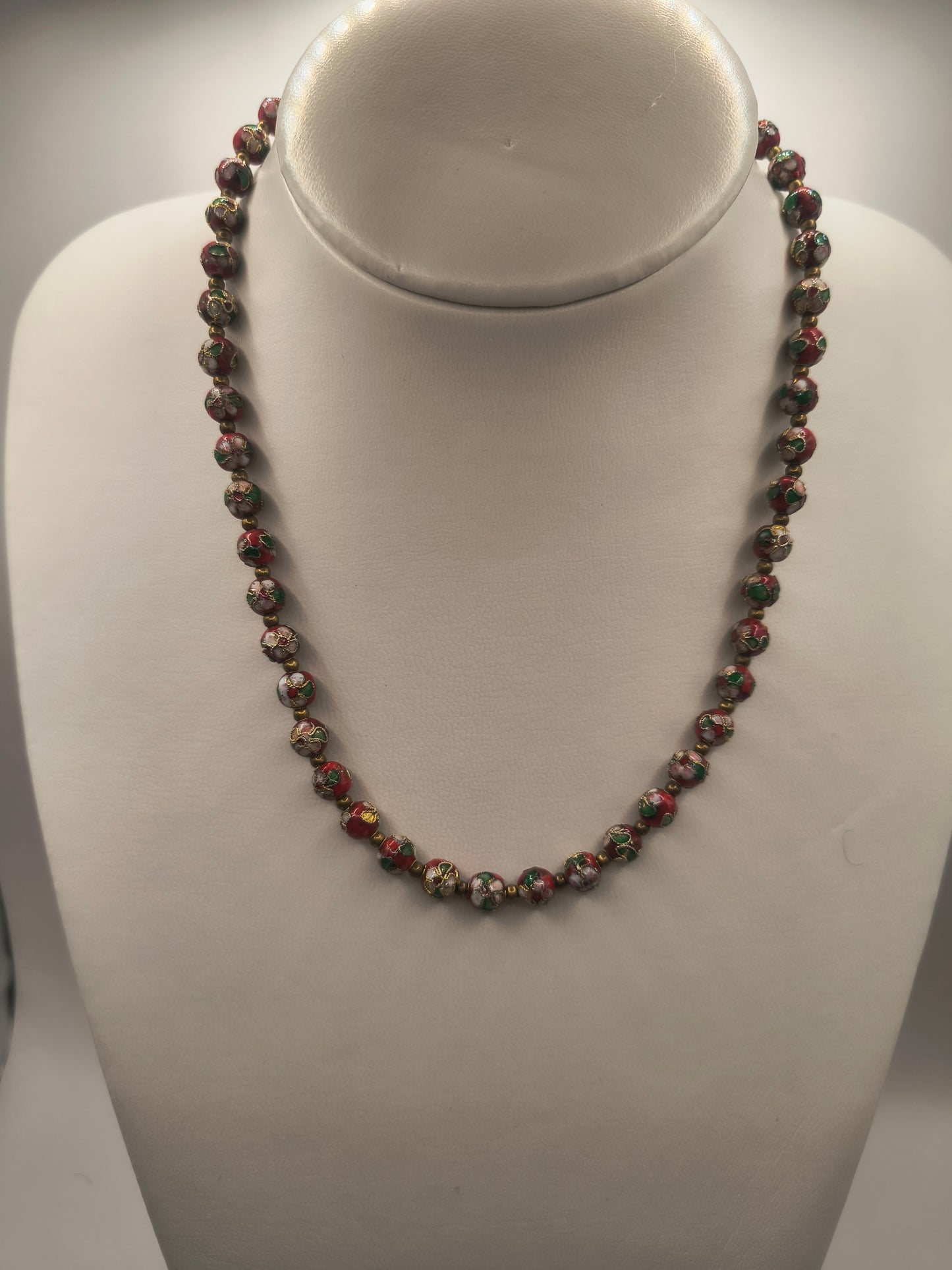 Red Chinese Cloisonné Necklace
