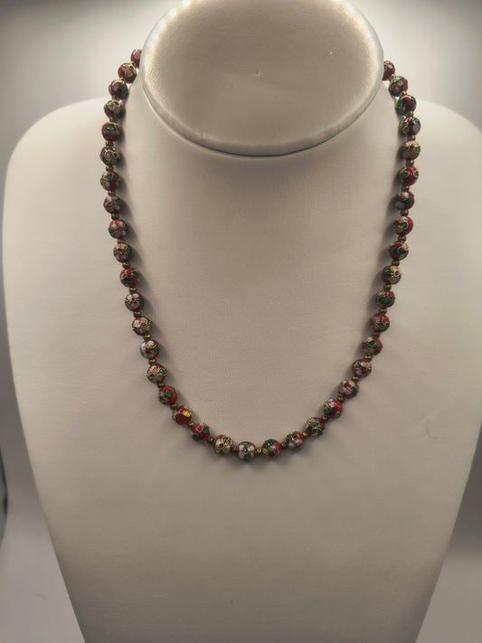 Red Chinese Cloisonné Necklace