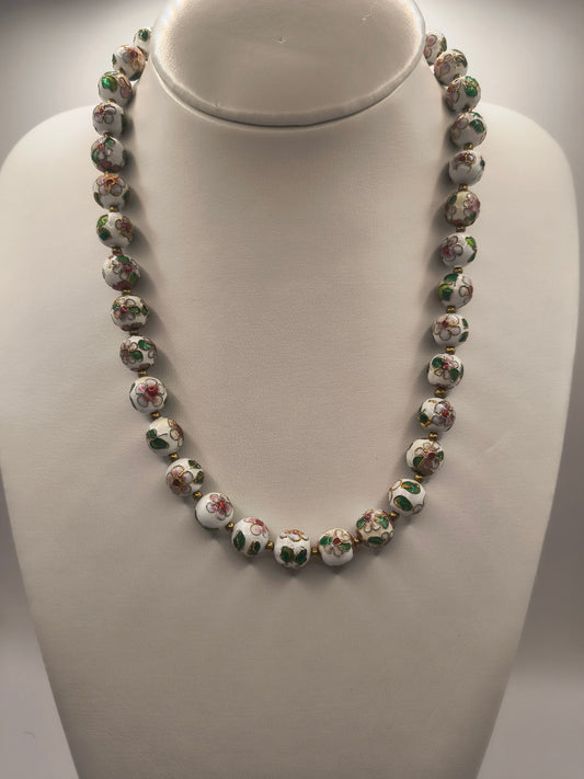 White Chinese Cloisonné Necklace