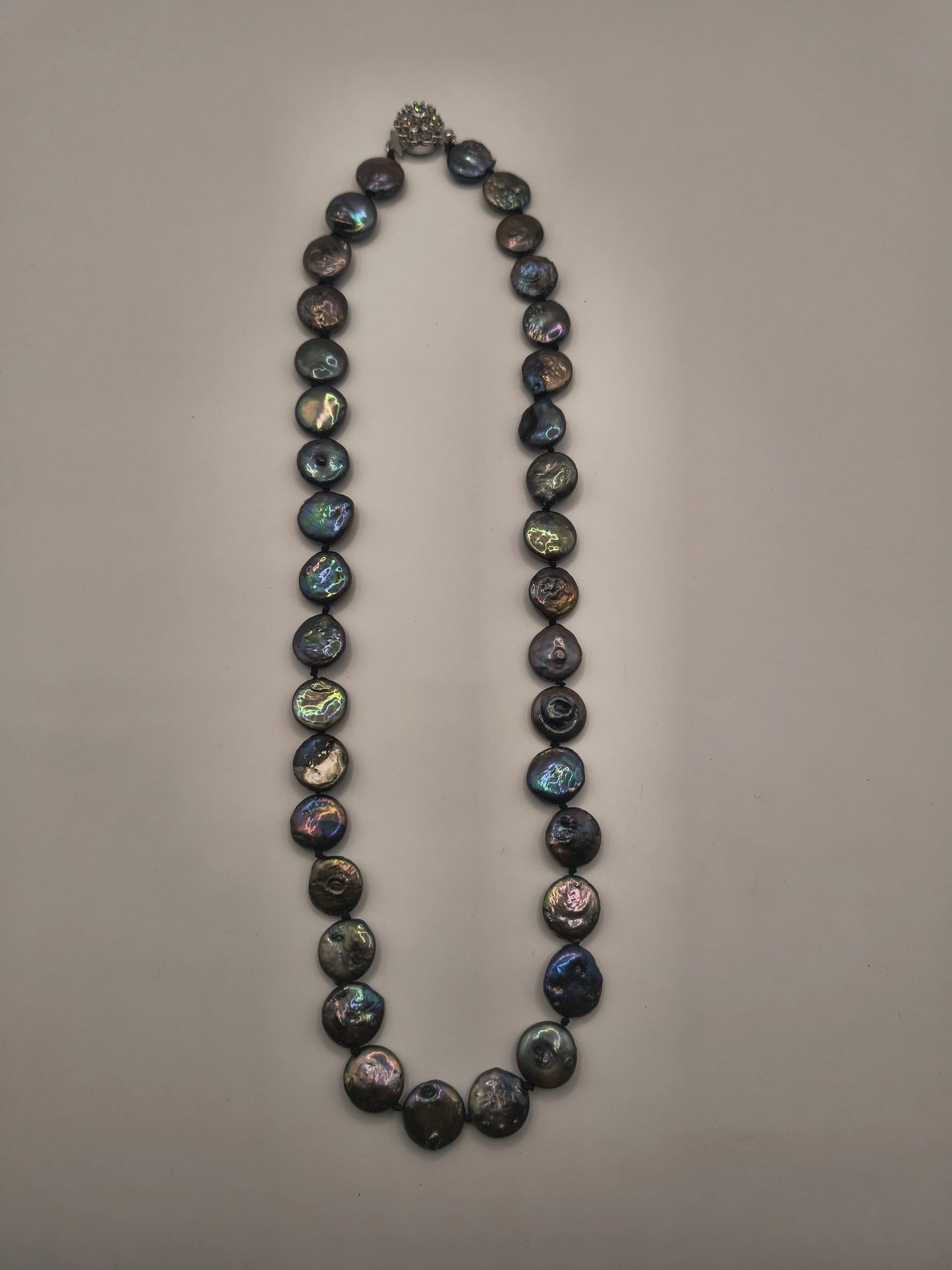 Black freshwater coin pearl necklace