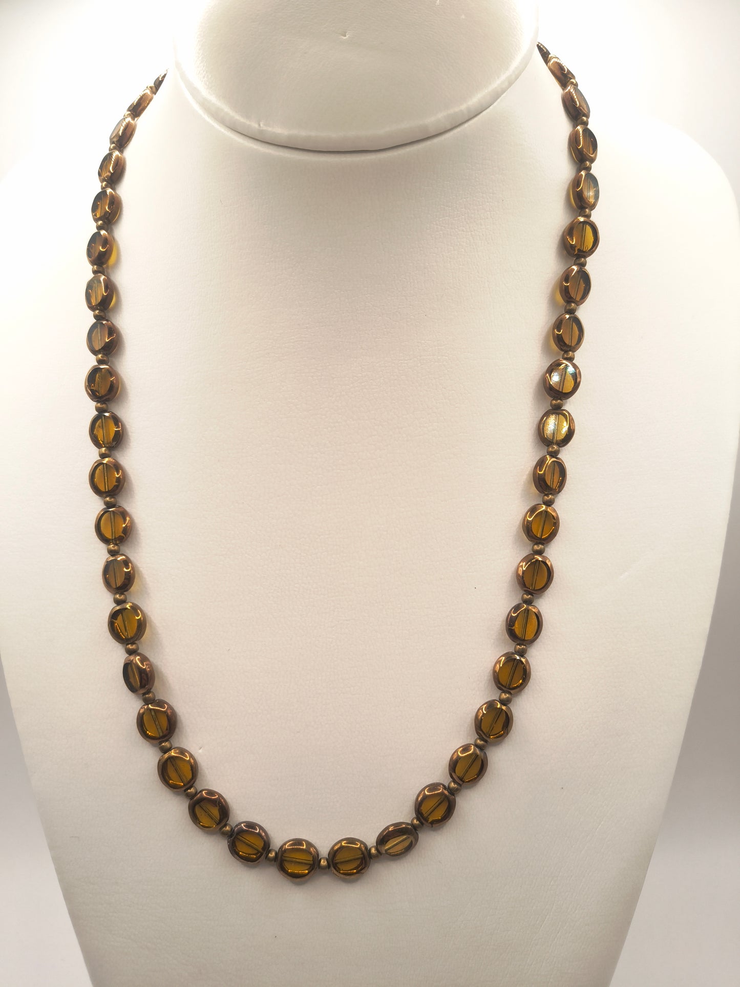 Orange stained venetian glass necklace (Round)