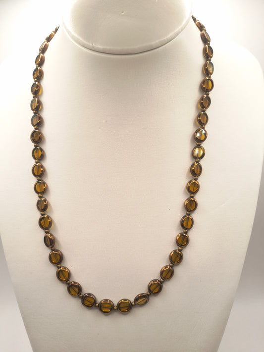 Orange stained venetian glass necklace (Round)