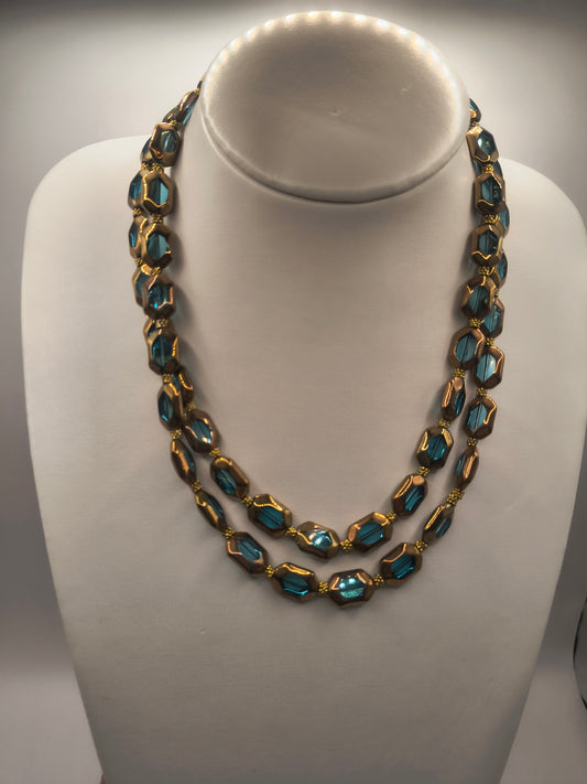 Blue stained venetian glass necklace