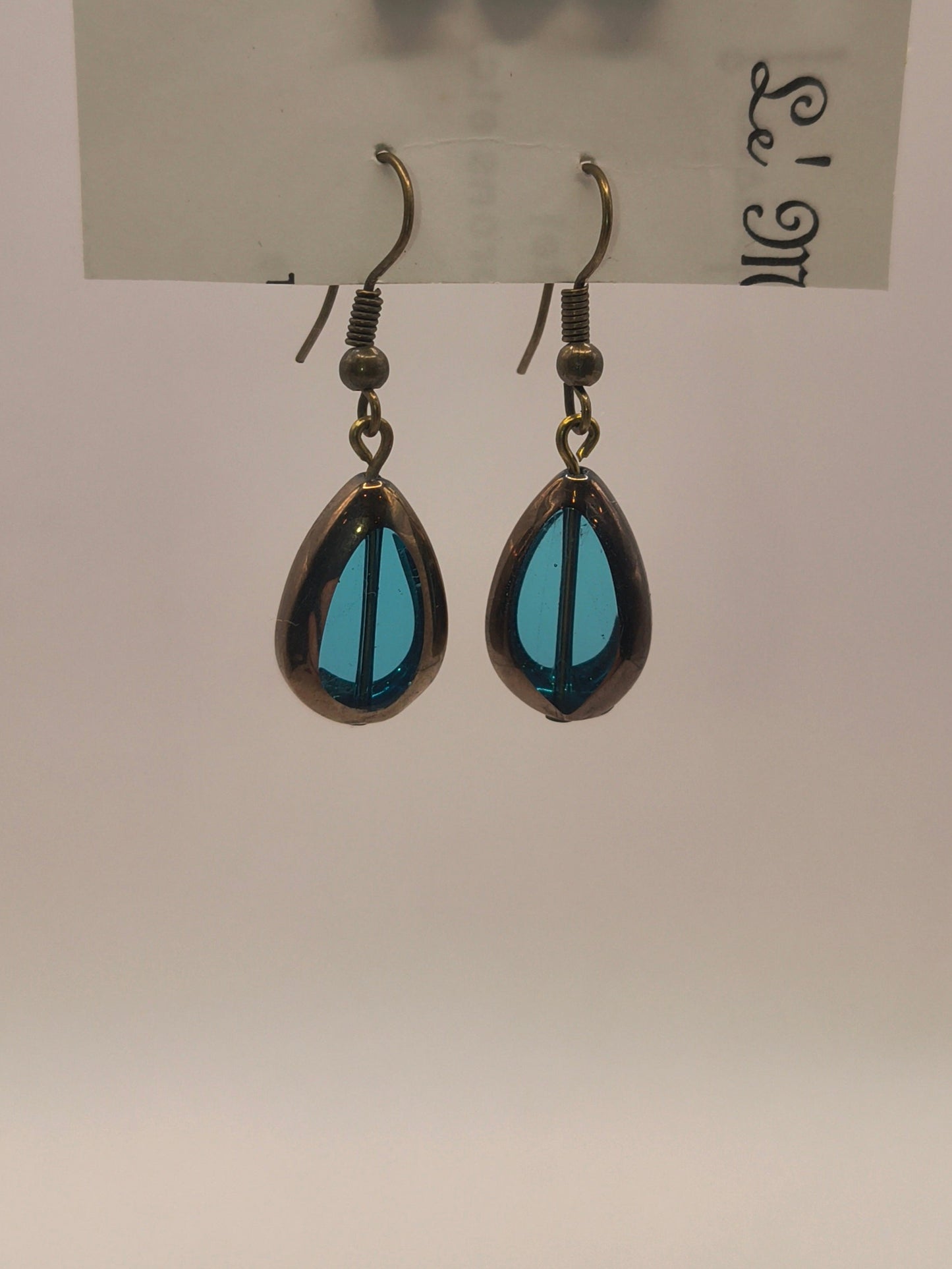 Blue stained venetian glass earrings (Teardrop)