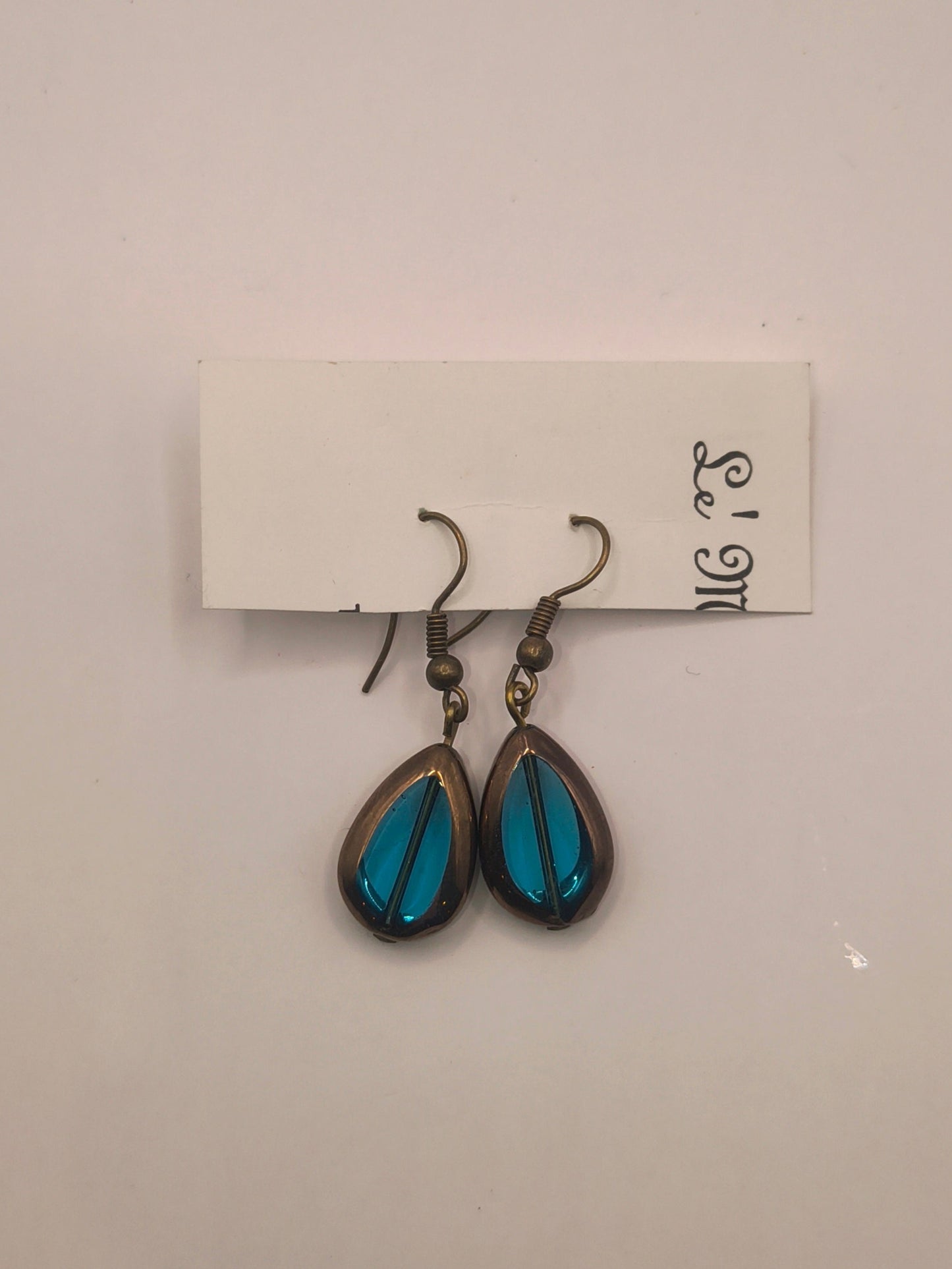 Blue stained venetian glass earrings (Teardrop)