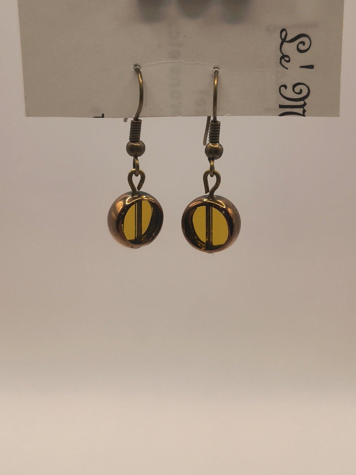 Yellow stained venetian glass earrings (Round)