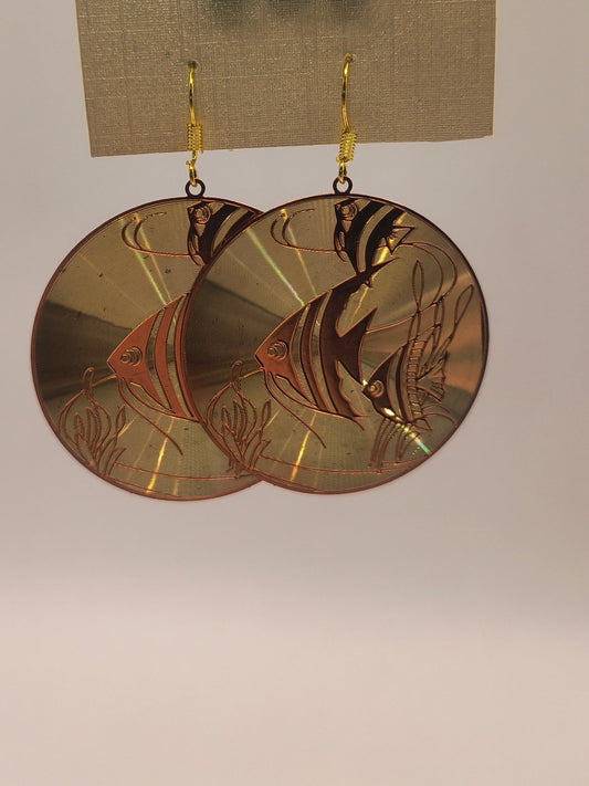 Laser etched fish earrings