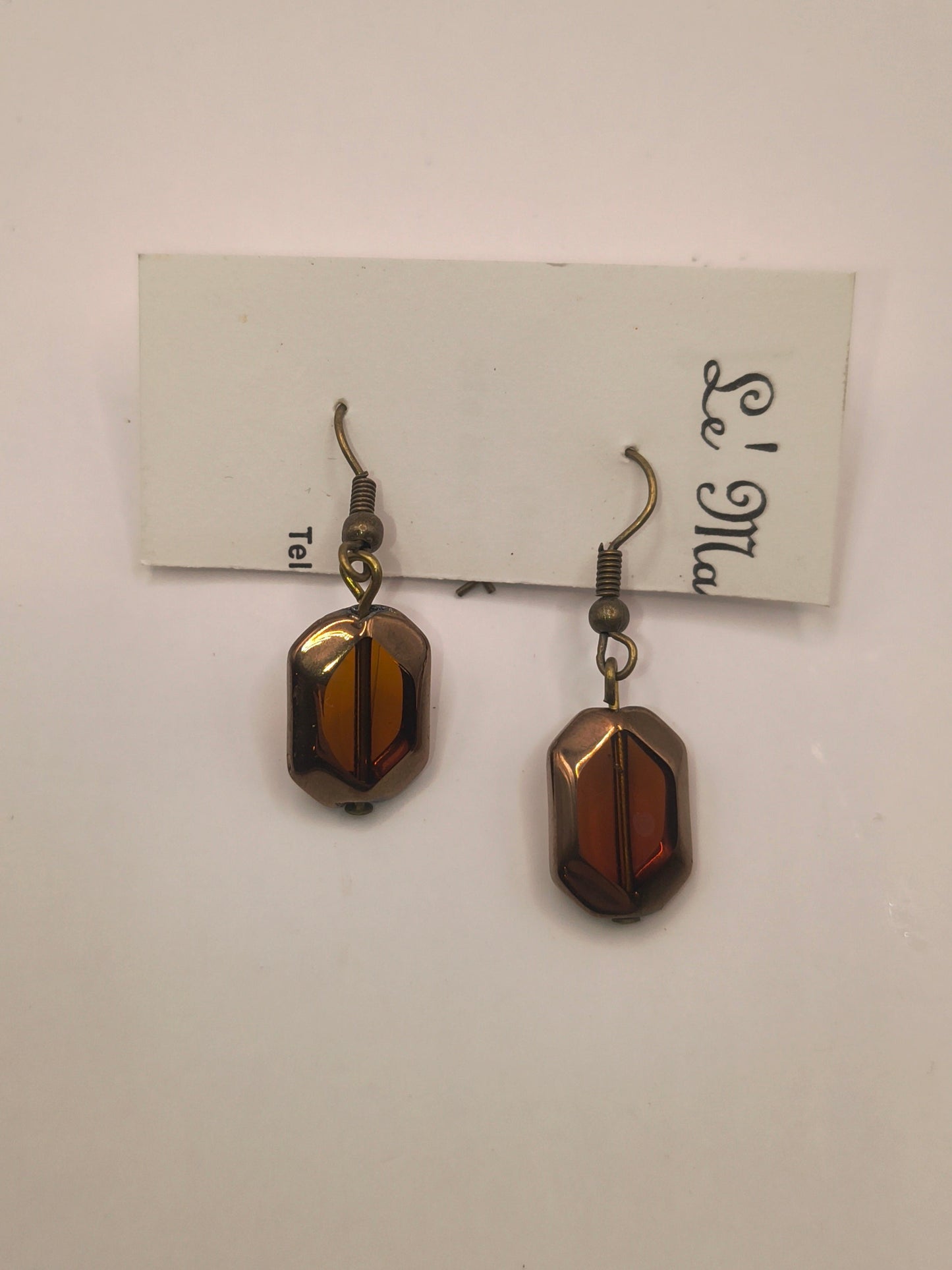 Orange stained venetian glass earrings