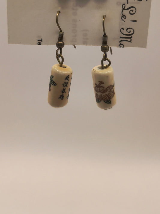 Hand painted Chinese ceramic earrings