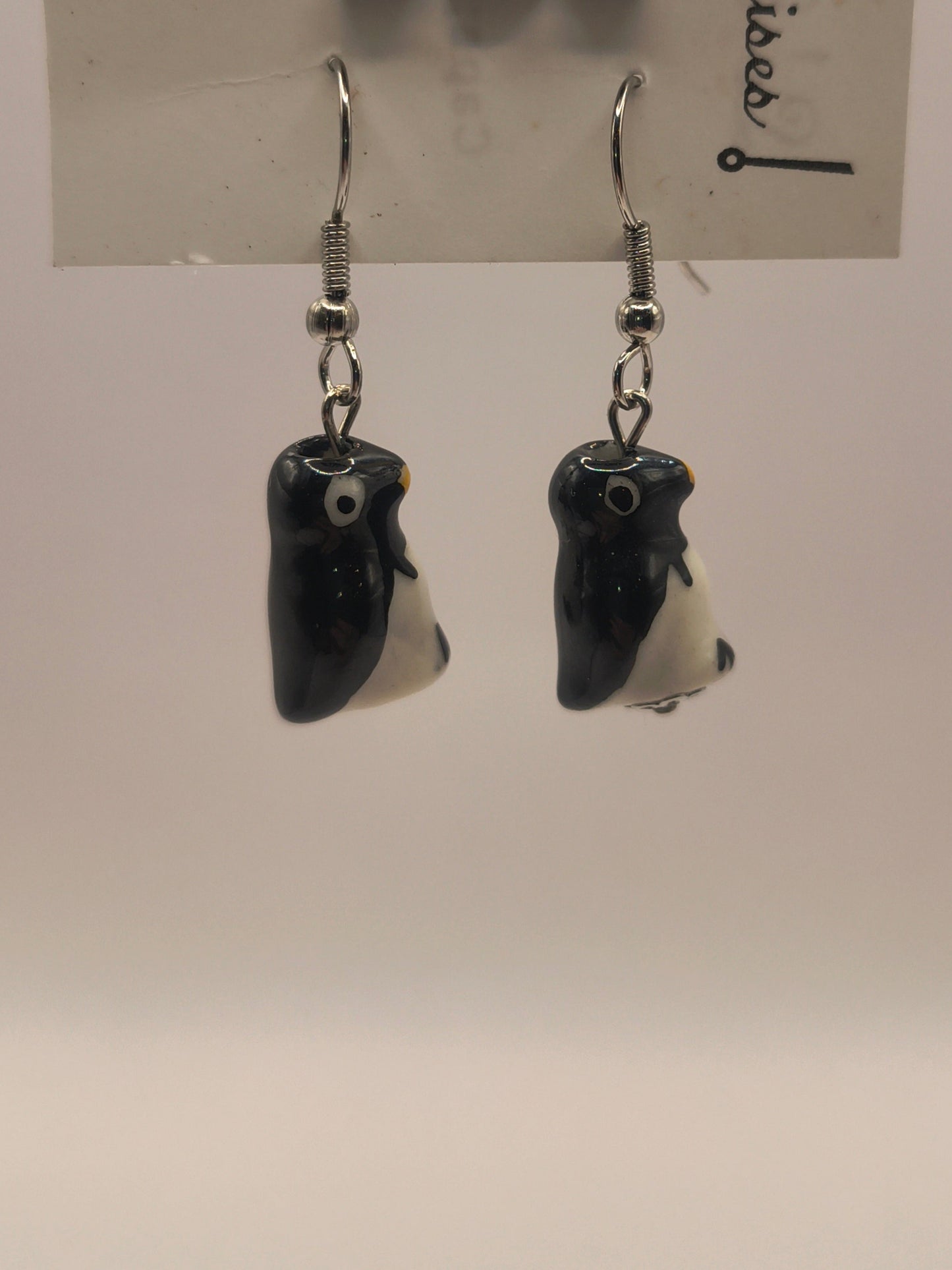Handmade ceramic penguin earrings