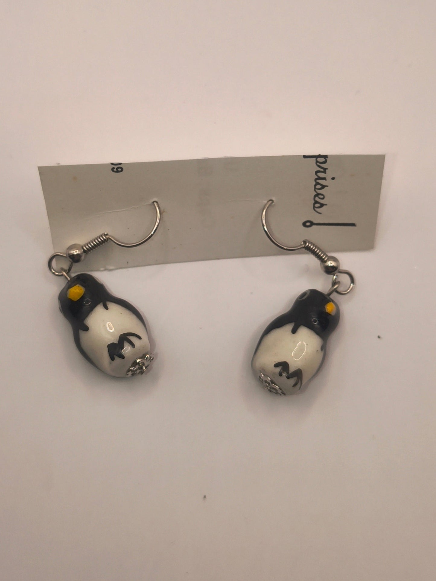 Handmade ceramic penguin earrings