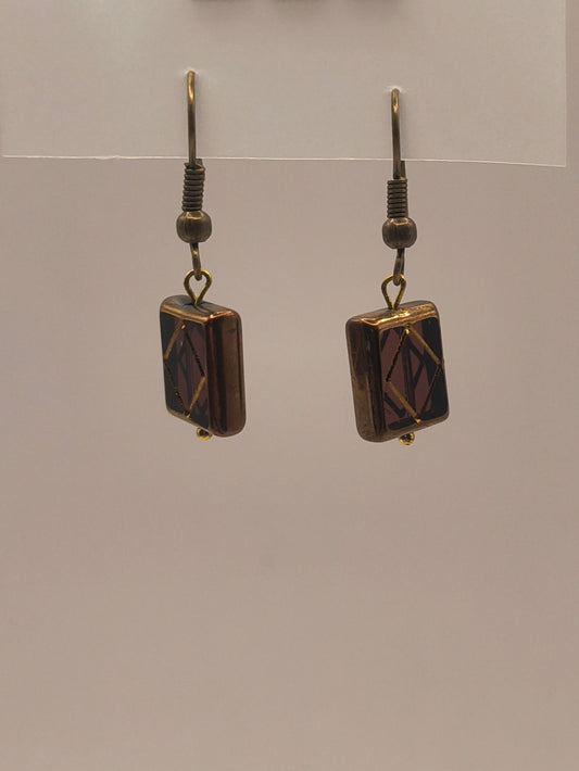 Purple stained venetian glass earrings (Windowed)