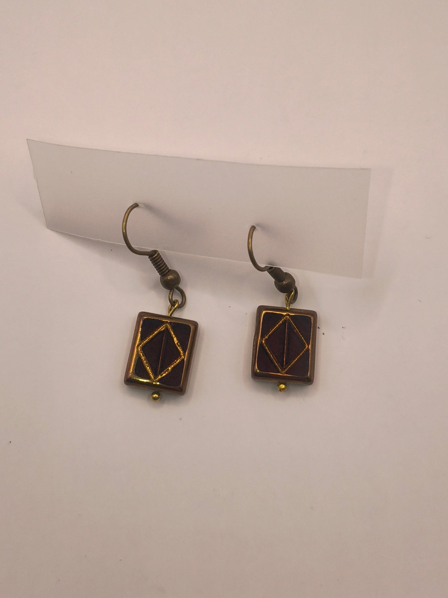 Purple stained venetian glass earrings (Windowed)