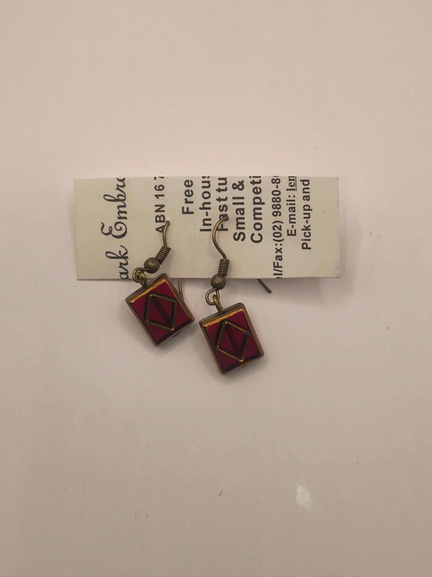 Red stained venetian glass earrings (Windowed)