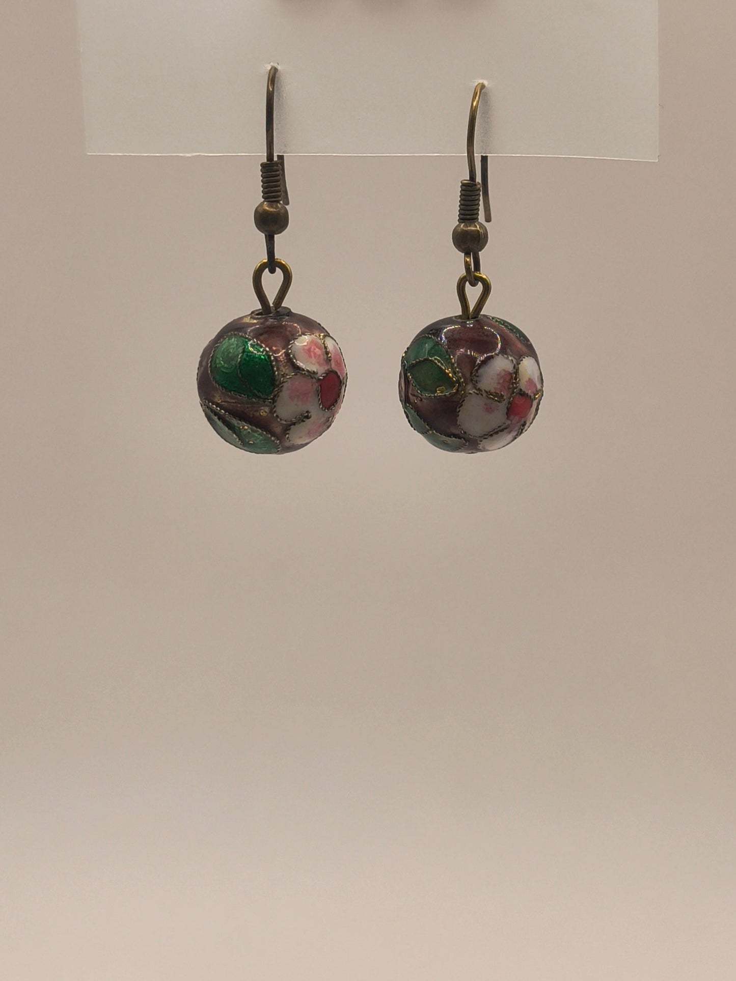 Purple Chinese Cloisonné earrings