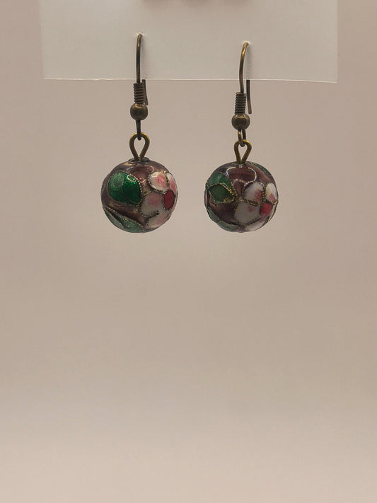 Purple Chinese Cloisonné earrings