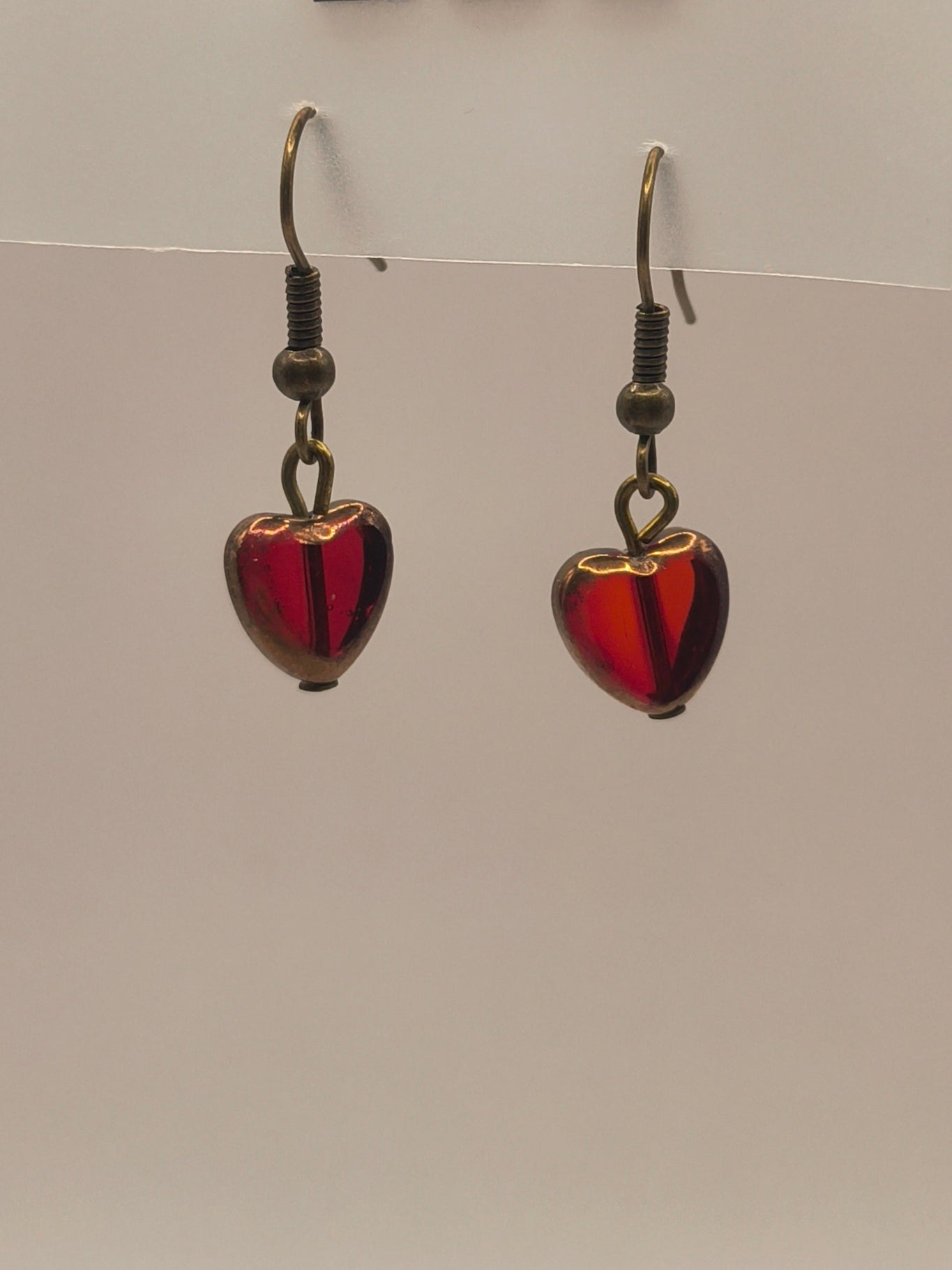 Red stained venetian glass earrings (Hearts)