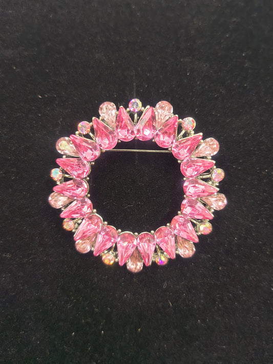 Pink vintage ringed brooch