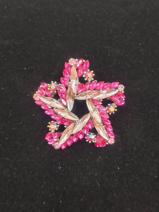 Pink vintage star brooch