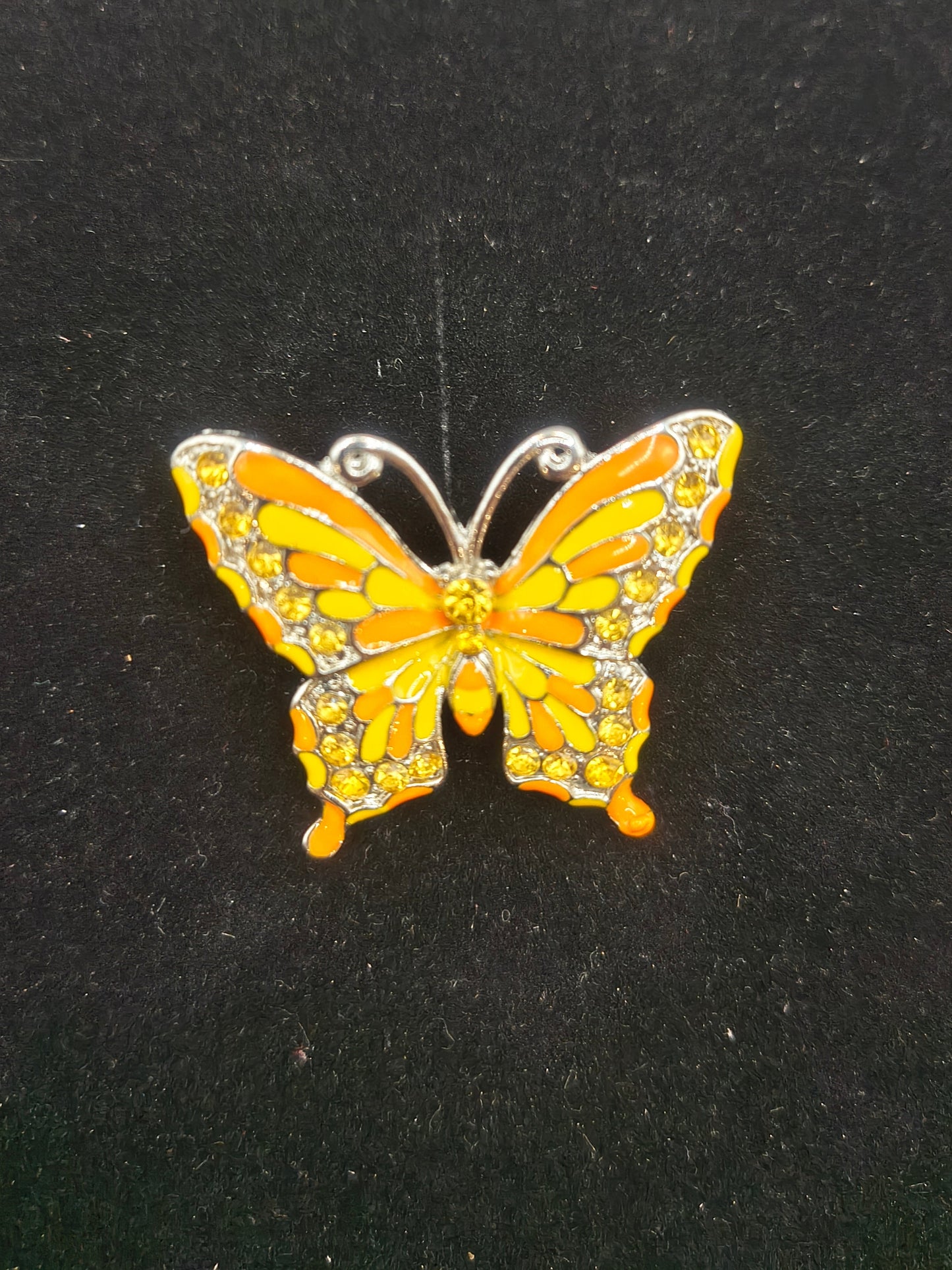 Orange and yellow vintage butterfly brooch