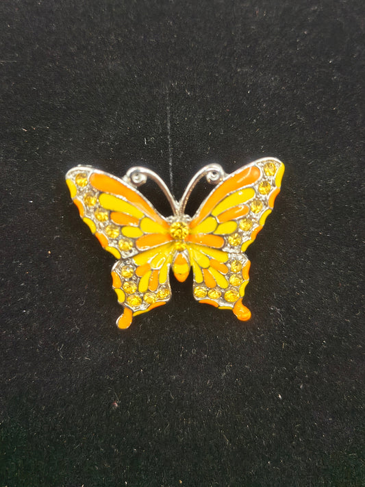 Orange and yellow vintage butterfly brooch
